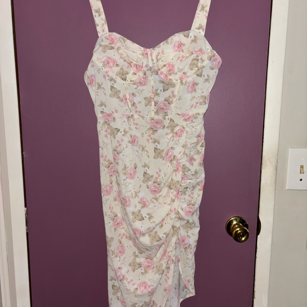 SHEIN Pink and Cream Floral Dress